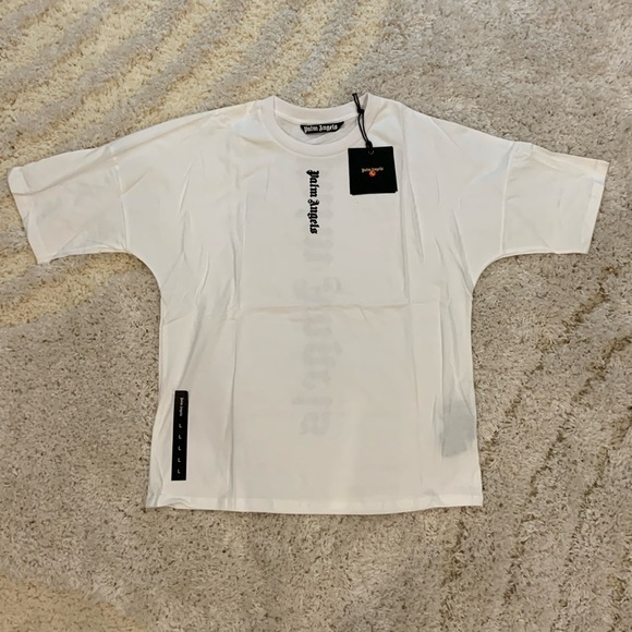 Palm Angels Other - Palm Angels Vertical Classic Logo White T-Shirt Mens Size Large
